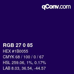 Color code: RGB 27 0 85 | qconv.com