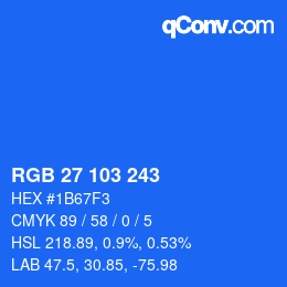 Color code: RGB 27 103 243 | qconv.com