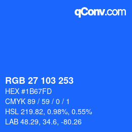 Color code: RGB 27 103 253 | qconv.com
