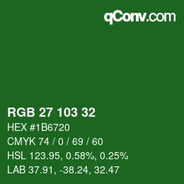 Color code: RGB 27 103 32 | qconv.com