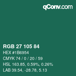 Código de color: RGB 27 105 84 | qconv.com