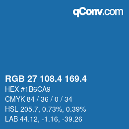 カラーコード: RGB 27 108.4 169.4 | qconv.com