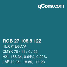 Color code: RGB 27 108.8 122 | qconv.com