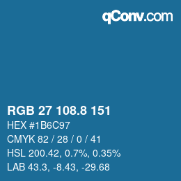 カラーコード: RGB 27 108.8 151 | qconv.com