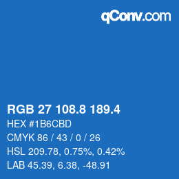 カラーコード: RGB 27 108.8 189.4 | qconv.com