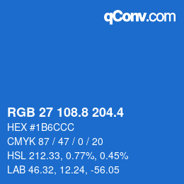 カラーコード: RGB 27 108.8 204.4 | qconv.com