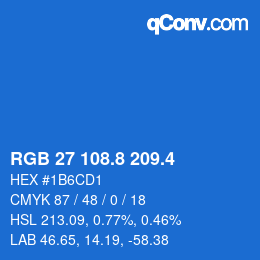 カラーコード: RGB 27 108.8 209.4 | qconv.com