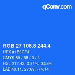 カラーコード: RGB 27 108.8 244.4 | qconv.com