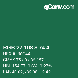 カラーコード: RGB 27 108.8 74.4 | qconv.com
