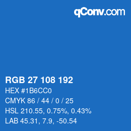 颜色代码: RGB 27 108 192 | qconv.com