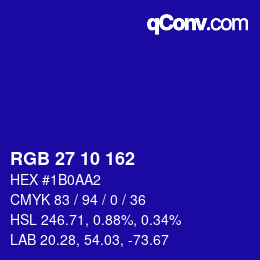 Color code: RGB 27 10 162 | qconv.com