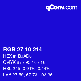 カラーコード: RGB 27 10 214 | qconv.com