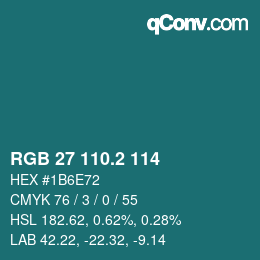 カラーコード: RGB 27 110.2 114 | qconv.com