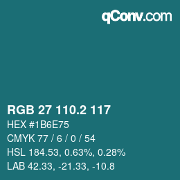 カラーコード: RGB 27 110.2 117 | qconv.com