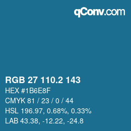 カラーコード: RGB 27 110.2 143 | qconv.com
