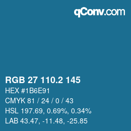 カラーコード: RGB 27 110.2 145 | qconv.com