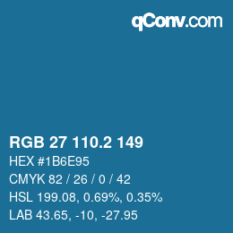 カラーコード: RGB 27 110.2 149 | qconv.com