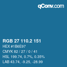 カラーコード: RGB 27 110.2 151 | qconv.com