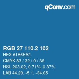 カラーコード: RGB 27 110.2 162 | qconv.com