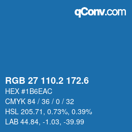 カラーコード: RGB 27 110.2 172.6 | qconv.com