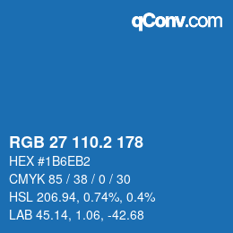 カラーコード: RGB 27 110.2 178 | qconv.com