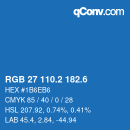 カラーコード: RGB 27 110.2 182.6 | qconv.com
