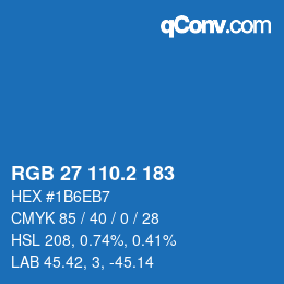 カラーコード: RGB 27 110.2 183 | qconv.com