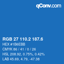 カラーコード: RGB 27 110.2 187.6 | qconv.com