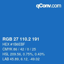 カラーコード: RGB 27 110.2 191 | qconv.com