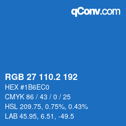 カラーコード: RGB 27 110.2 192 | qconv.com