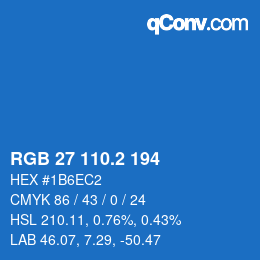 カラーコード: RGB 27 110.2 194 | qconv.com