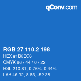 カラーコード: RGB 27 110.2 198 | qconv.com