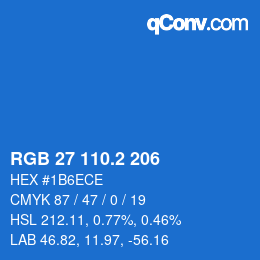 カラーコード: RGB 27 110.2 206 | qconv.com
