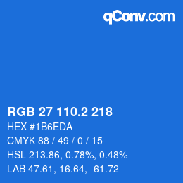 カラーコード: RGB 27 110.2 218 | qconv.com