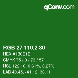 カラーコード: RGB 27 110.2 30 | qconv.com