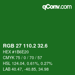 カラーコード: RGB 27 110.2 32.6 | qconv.com