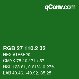 カラーコード: RGB 27 110.2 32 | qconv.com