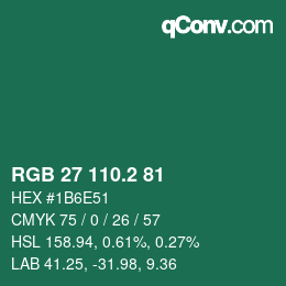 カラーコード: RGB 27 110.2 81 | qconv.com