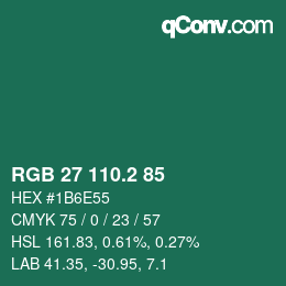 カラーコード: RGB 27 110.2 85 | qconv.com