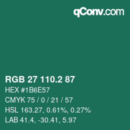カラーコード: RGB 27 110.2 87 | qconv.com