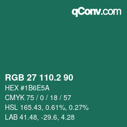 カラーコード: RGB 27 110.2 90 | qconv.com