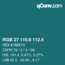 カラーコード: RGB 27 110.6 112.6 | qconv.com