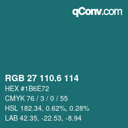 カラーコード: RGB 27 110.6 114 | qconv.com