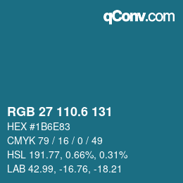 カラーコード: RGB 27 110.6 131 | qconv.com