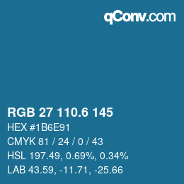 カラーコード: RGB 27 110.6 145 | qconv.com