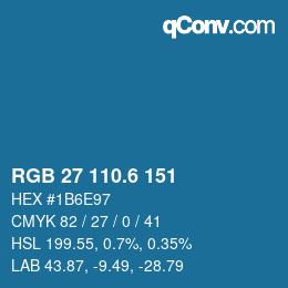 カラーコード: RGB 27 110.6 151 | qconv.com