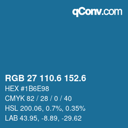 カラーコード: RGB 27 110.6 152.6 | qconv.com