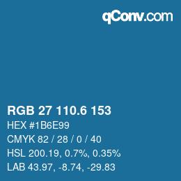カラーコード: RGB 27 110.6 153 | qconv.com