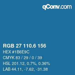 カラーコード: RGB 27 110.6 156 | qconv.com