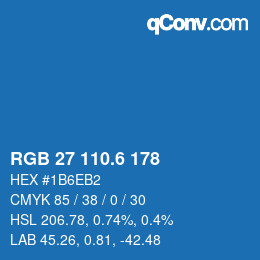 カラーコード: RGB 27 110.6 178 | qconv.com
